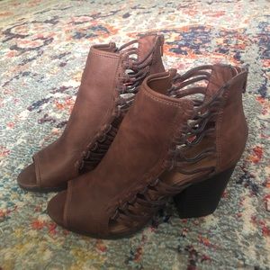 Brown heeled booties